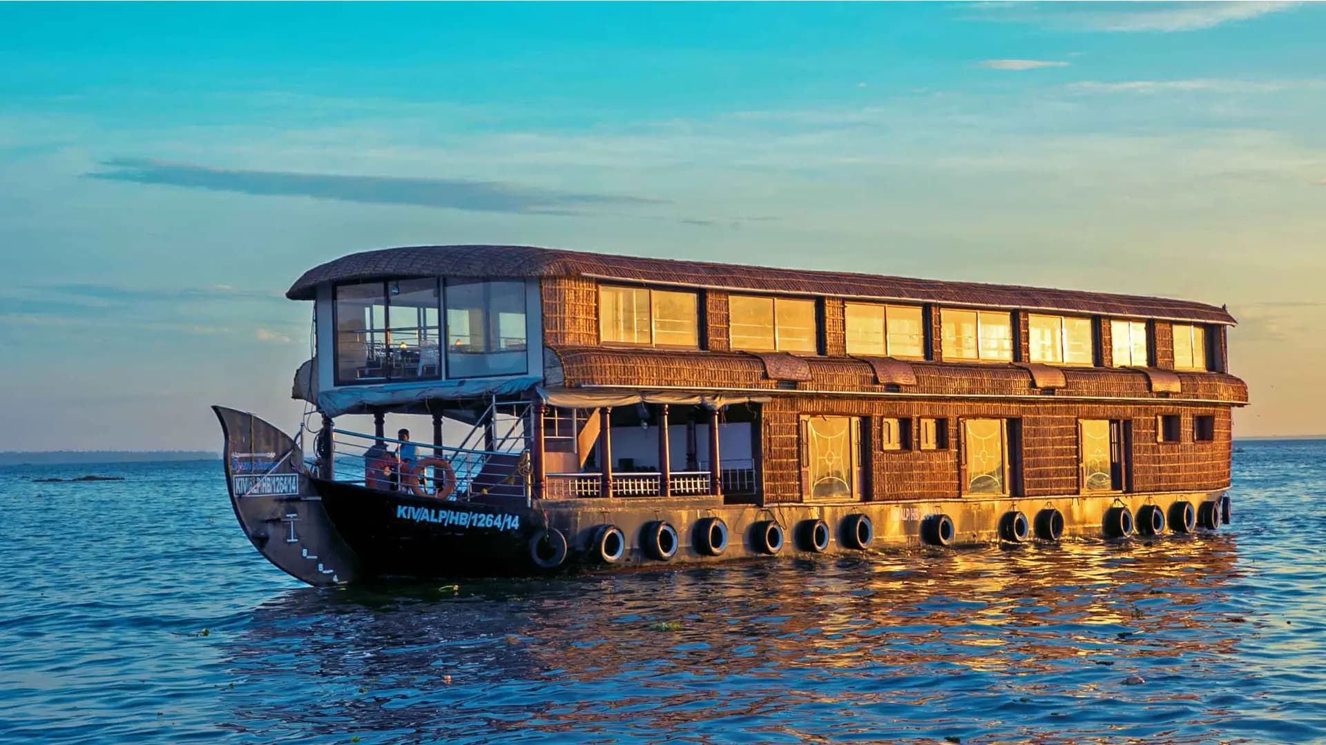 Traditional Kerala houseboat on the backwaters